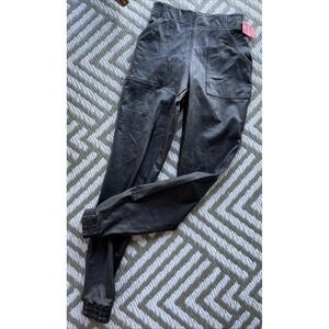 $148 NEW! Spanx WomenS Black Leather Like Joggers Pants Elastic Waist High Waist